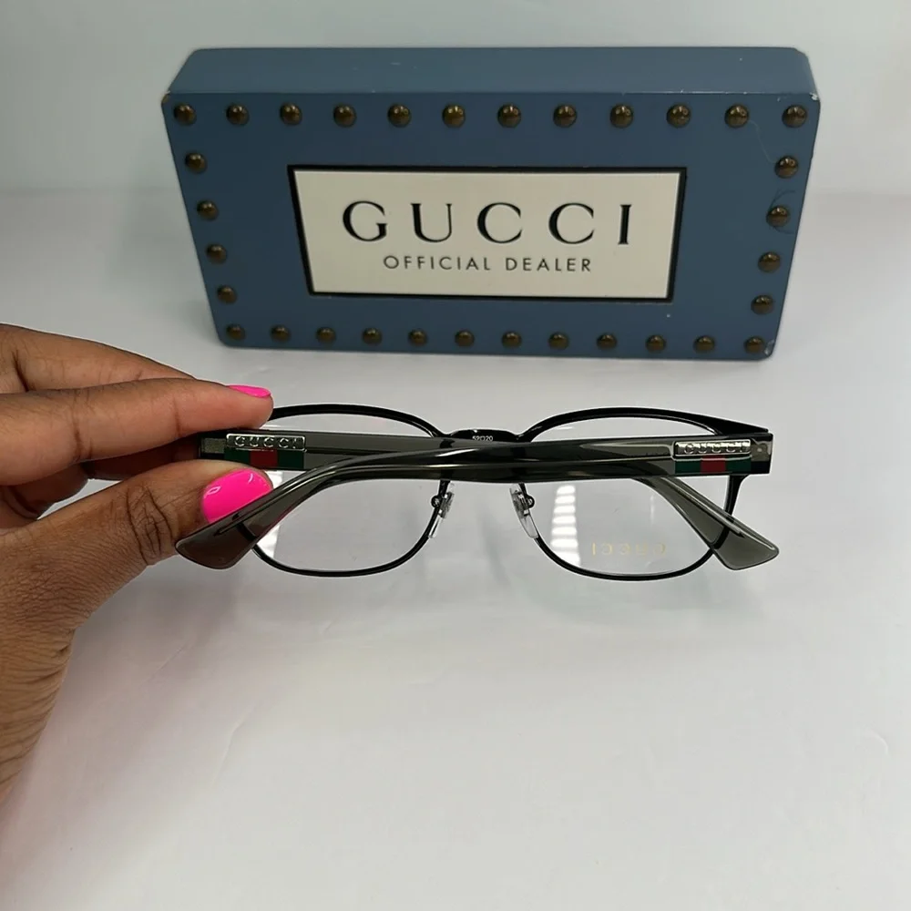 Gucci GG1118O 003 Eyeglasses Men's Black/Grey Full Rim Square Shape 52-20-145